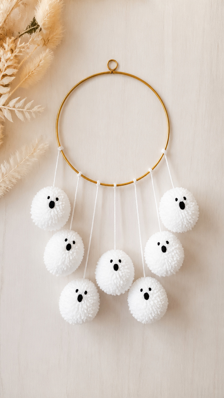 Pom-Pom Ghost Wreath