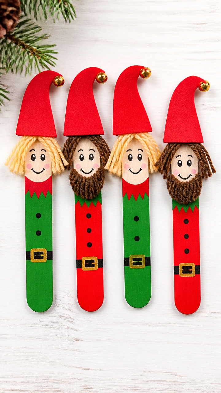 Popsicle Stick Elf Dolls