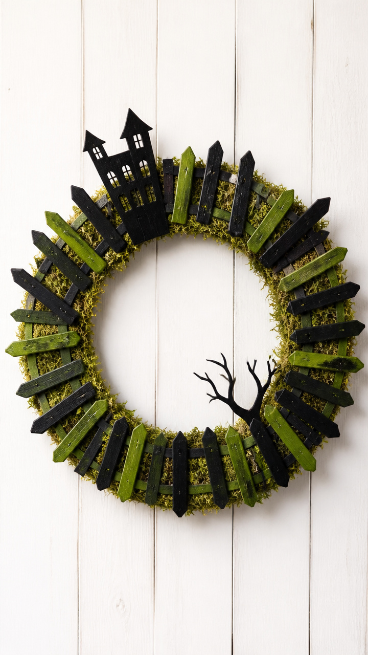 Popsicle Stick Fence Wreath