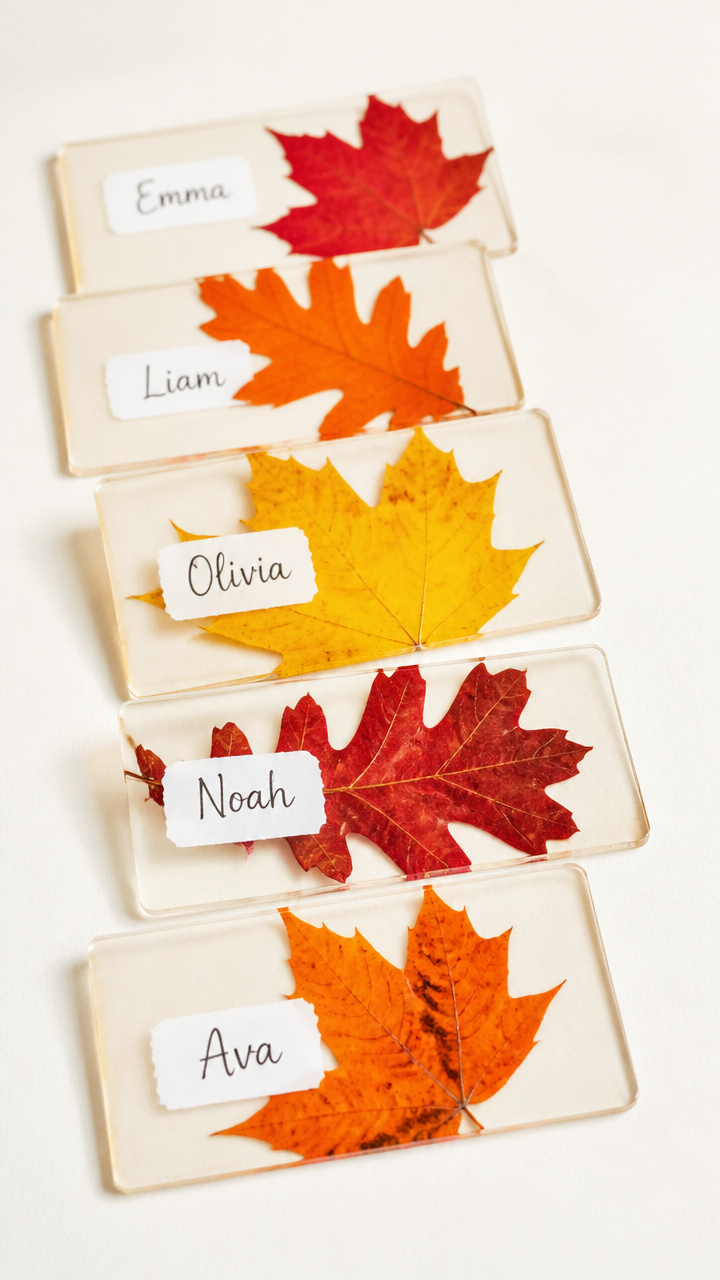 Pressed Autumn Leaf Encased Cards