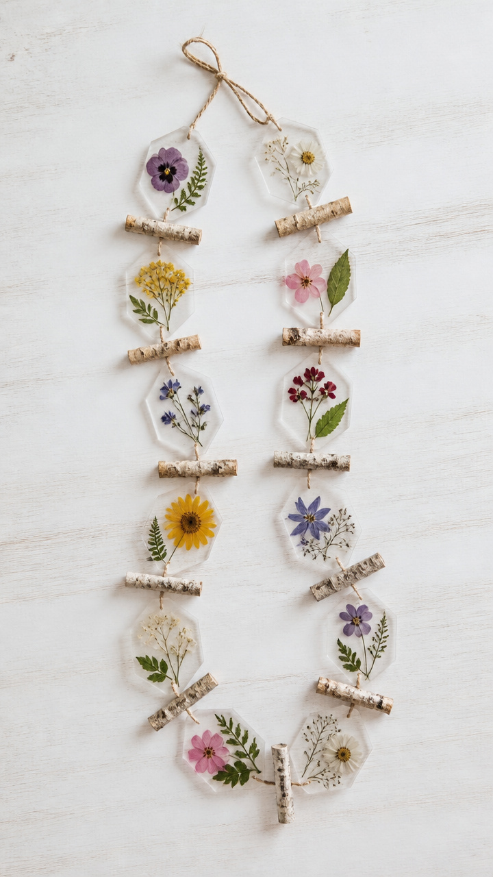 Pressed Flower and Twig Garland