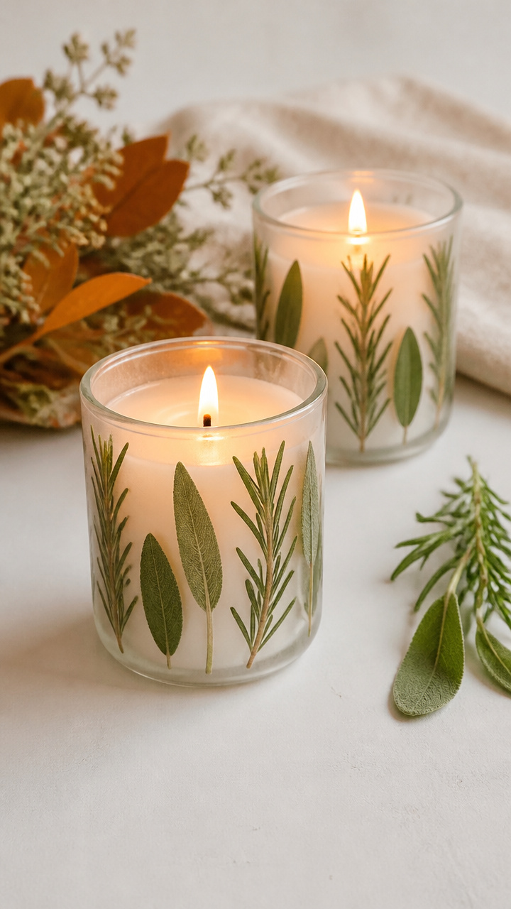 Pressed Herb Candle Holders