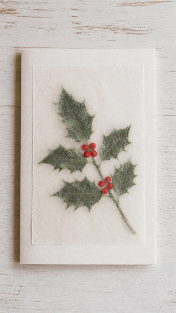 Pressed Holly Sprig Cards
