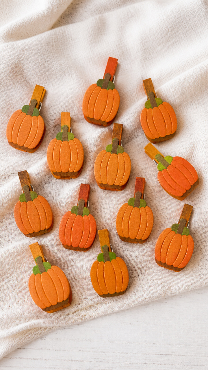 Pumpkin-Shaped Clothespin Cards