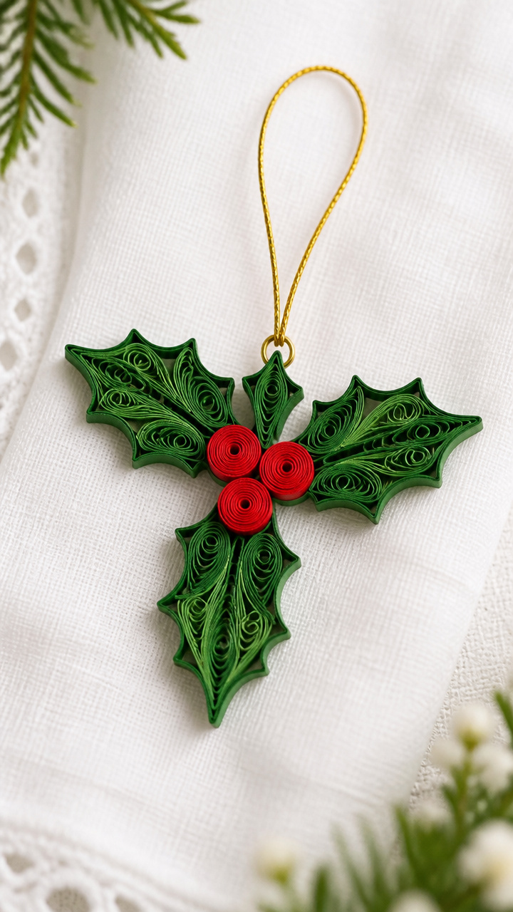 Quilled Holly Ornaments