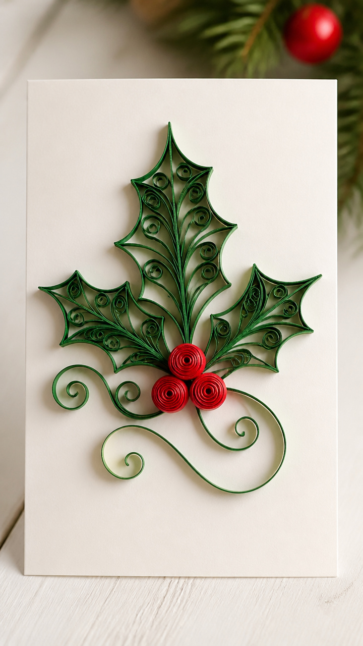 Quilled Paper Holly Scrolls