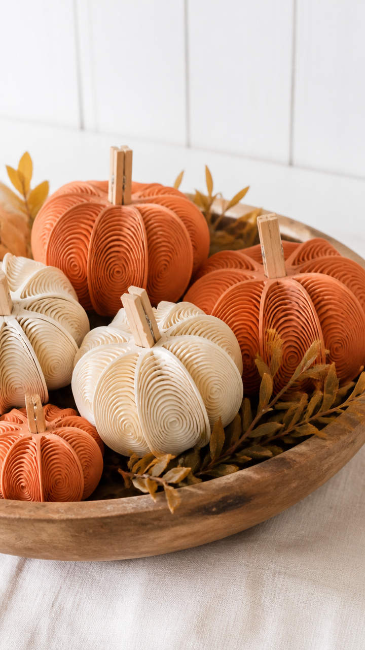 Rolled Paper Pumpkins Centerpiece
