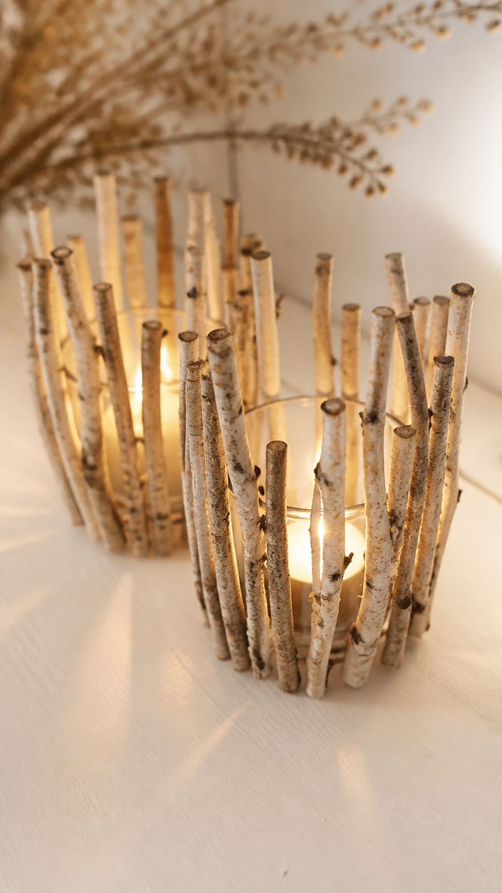 Rustic Twig Candle Holders