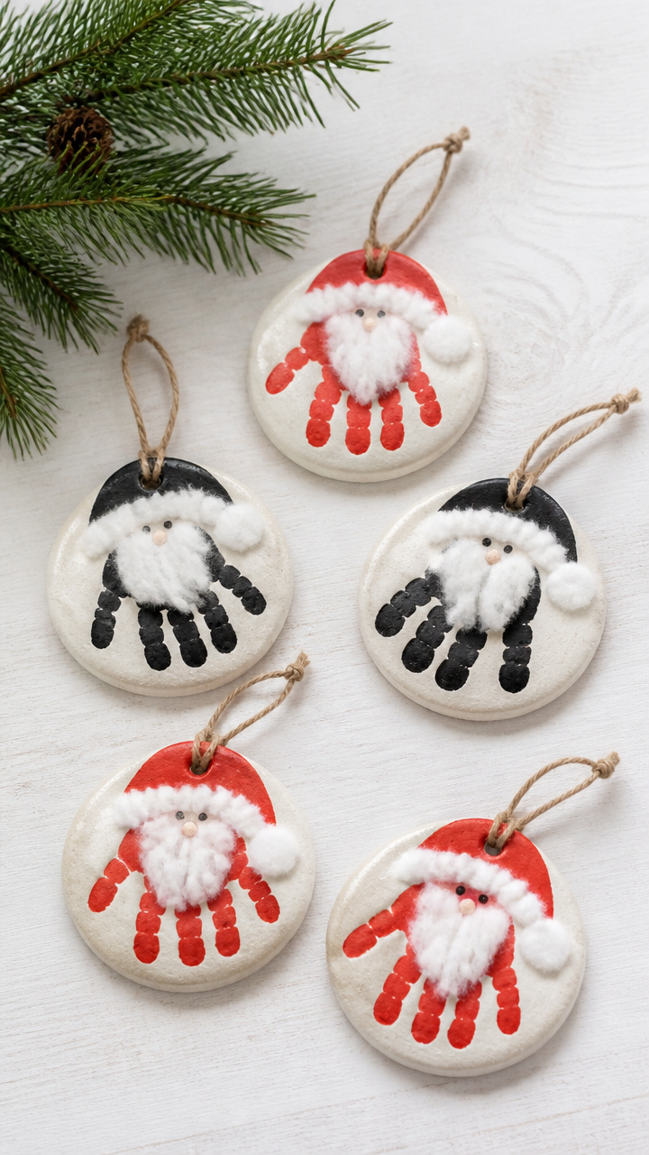 Salt Dough Handprint Santas