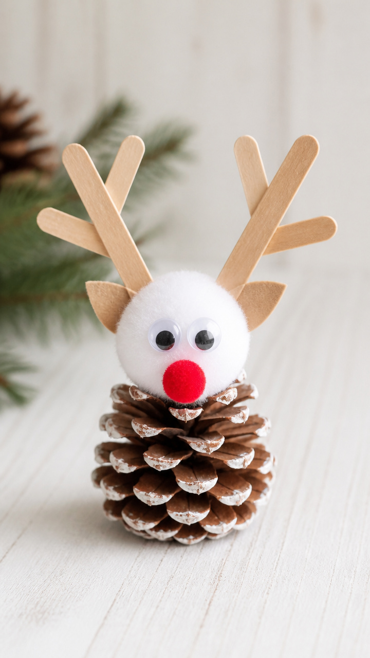 Snowy Pinecone Reindeer