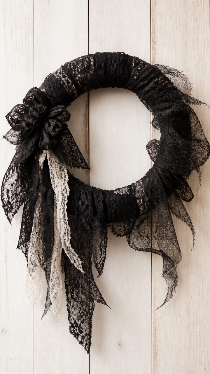 Spooky Black Lace Wreath