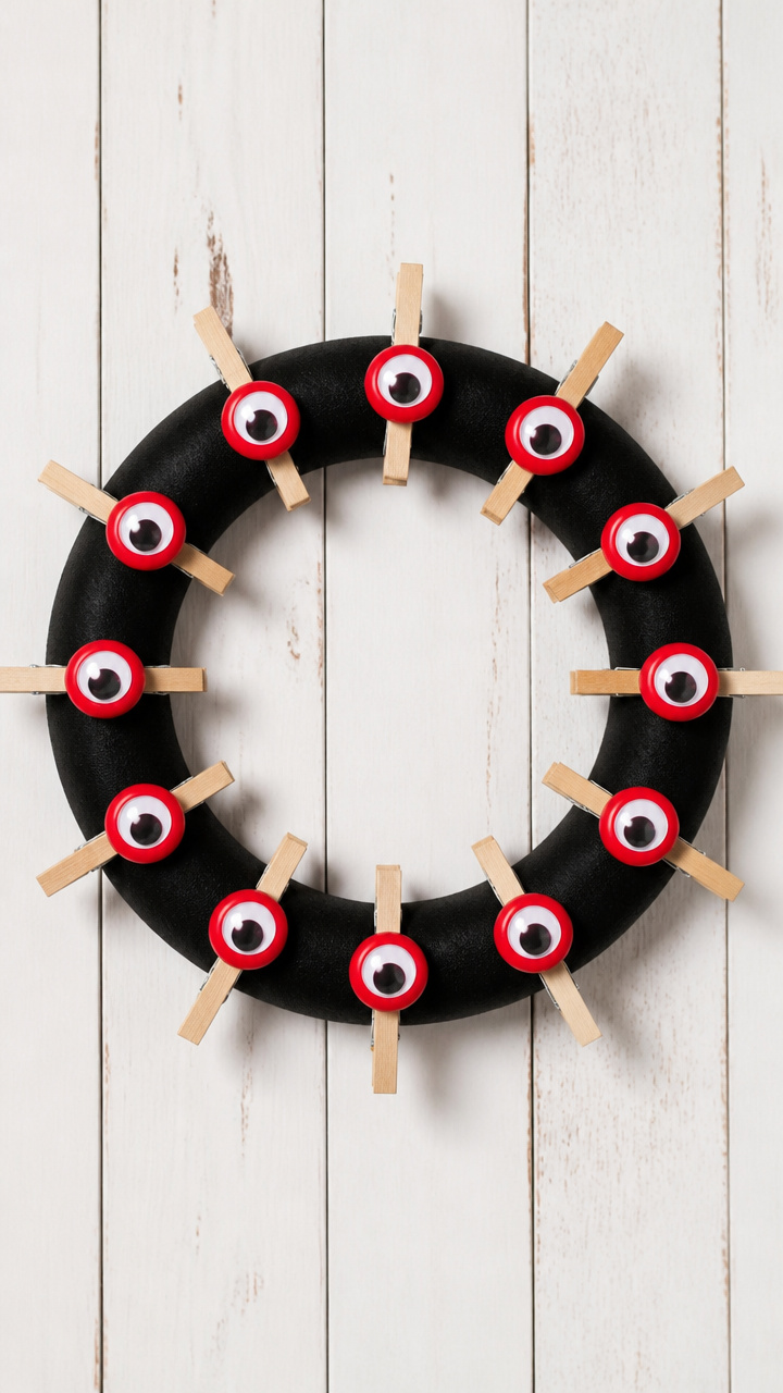 Spooky Eyeball Clothespin Wreath
