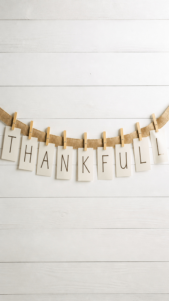 Thankful Banner with Clothespins