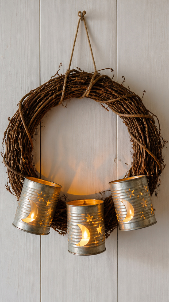 Tin Can Lantern Wreath
