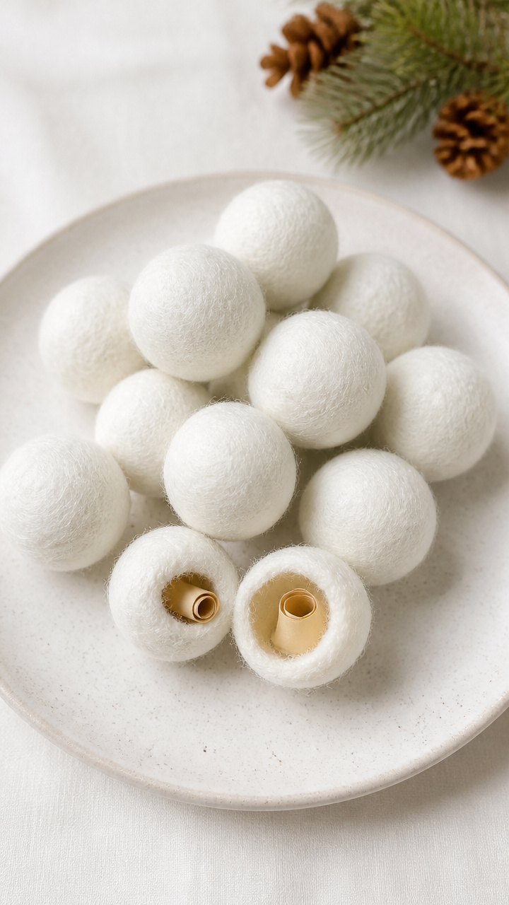 Tiny Wool Felt Snowballs