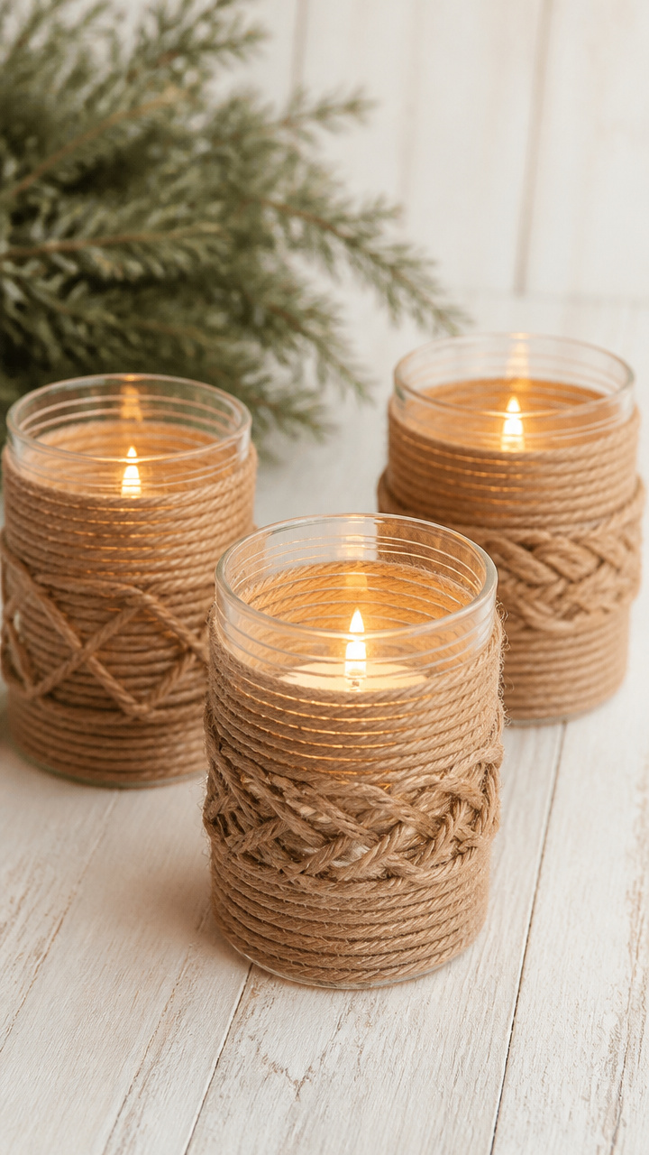 Twine-Wrapped Candle Holders