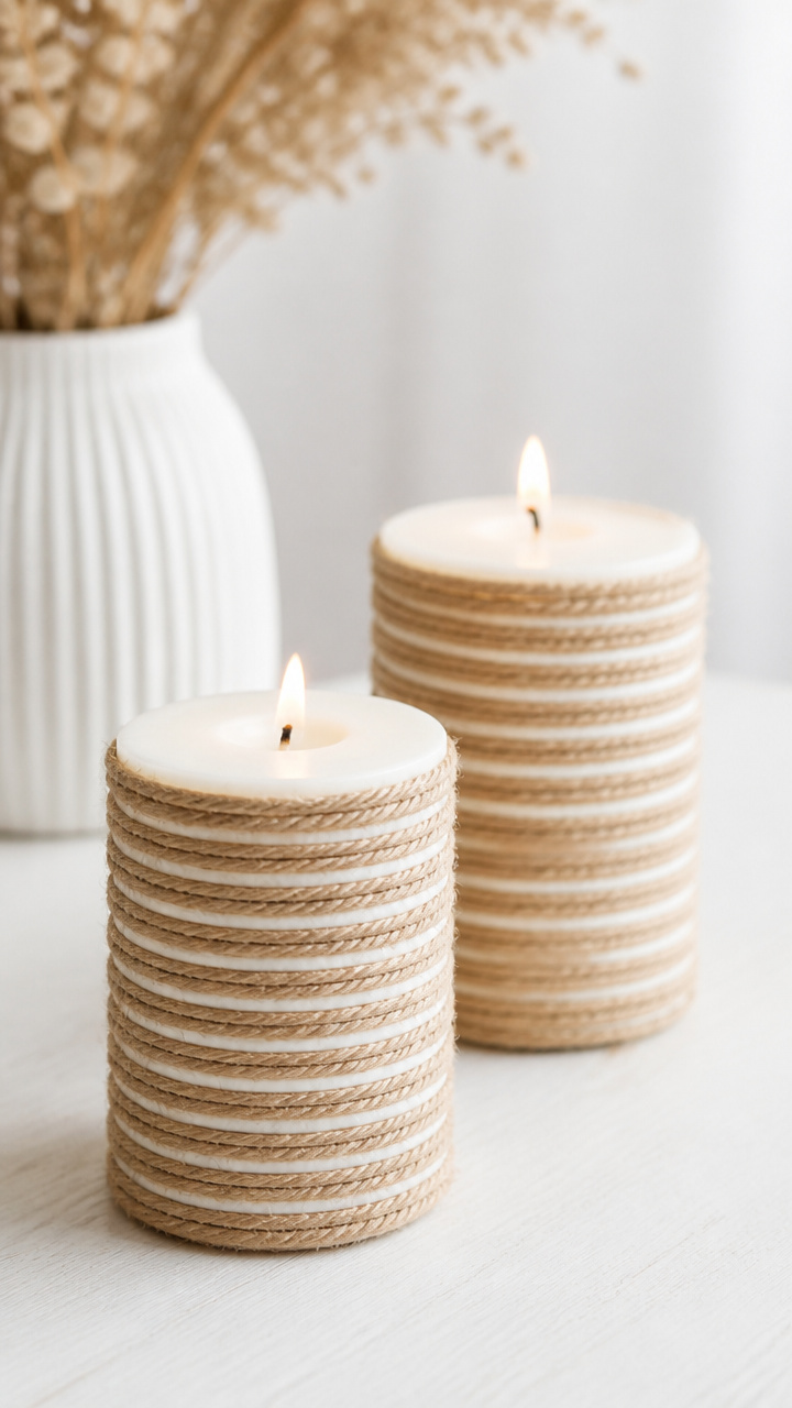 Twine-Wrapped Candles