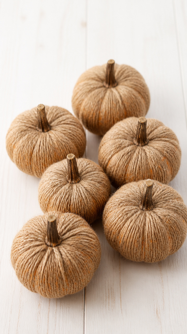 Twine-Wrapped Mini Pumpkins