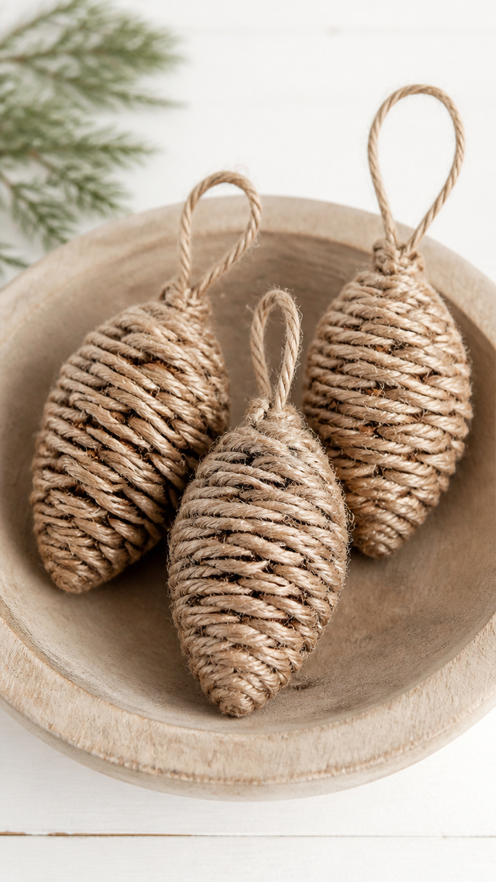 Twine-Wrapped Pinecone Ornaments