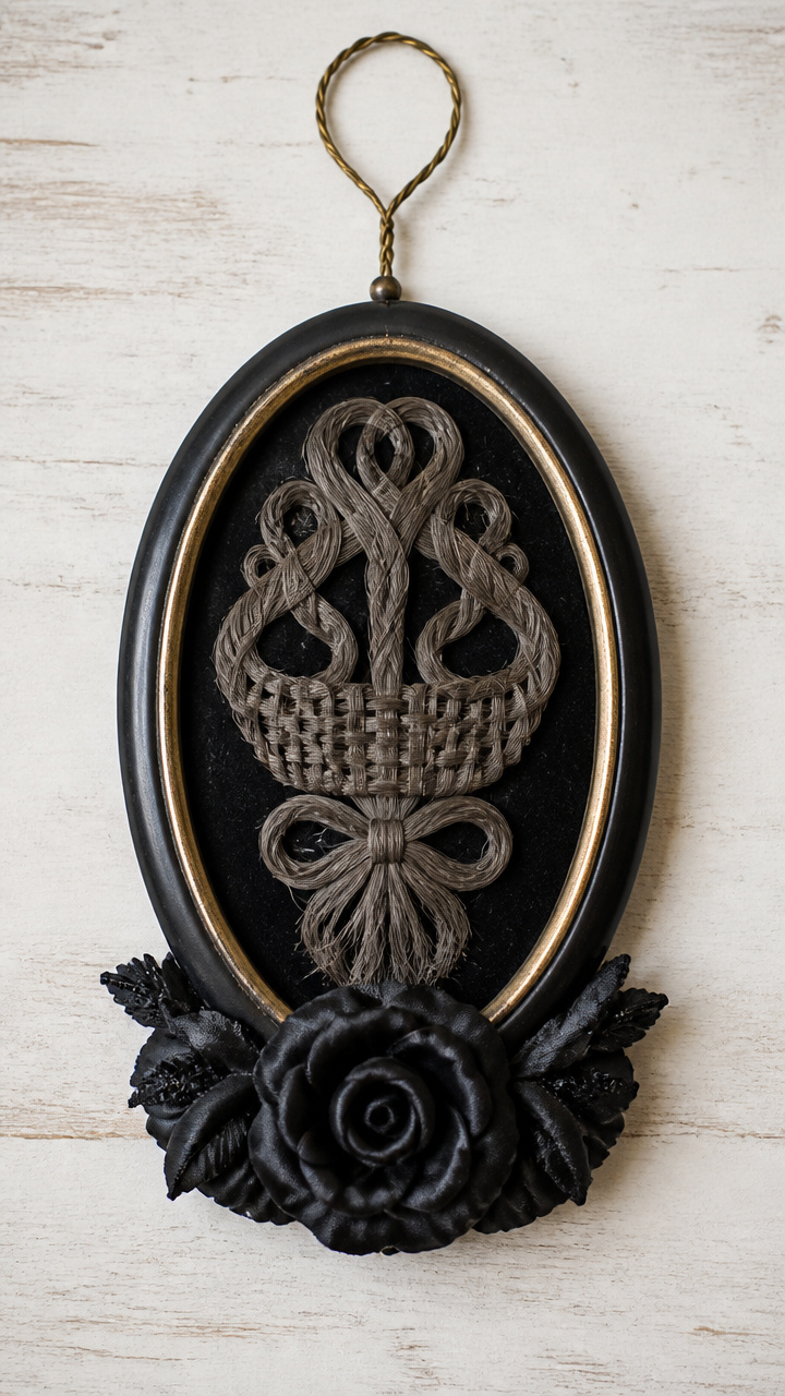 Victorian Hairwork Frame Accent