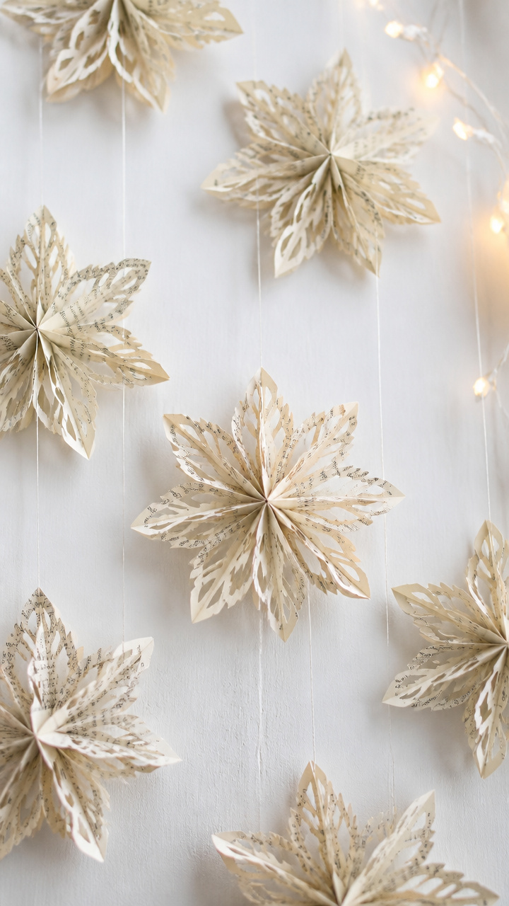 Vintage Book Page Snowflakes