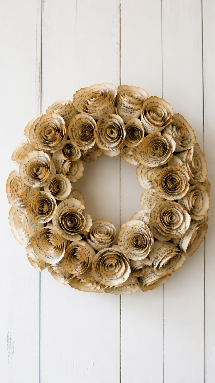 Vintage Book Page Wreath
