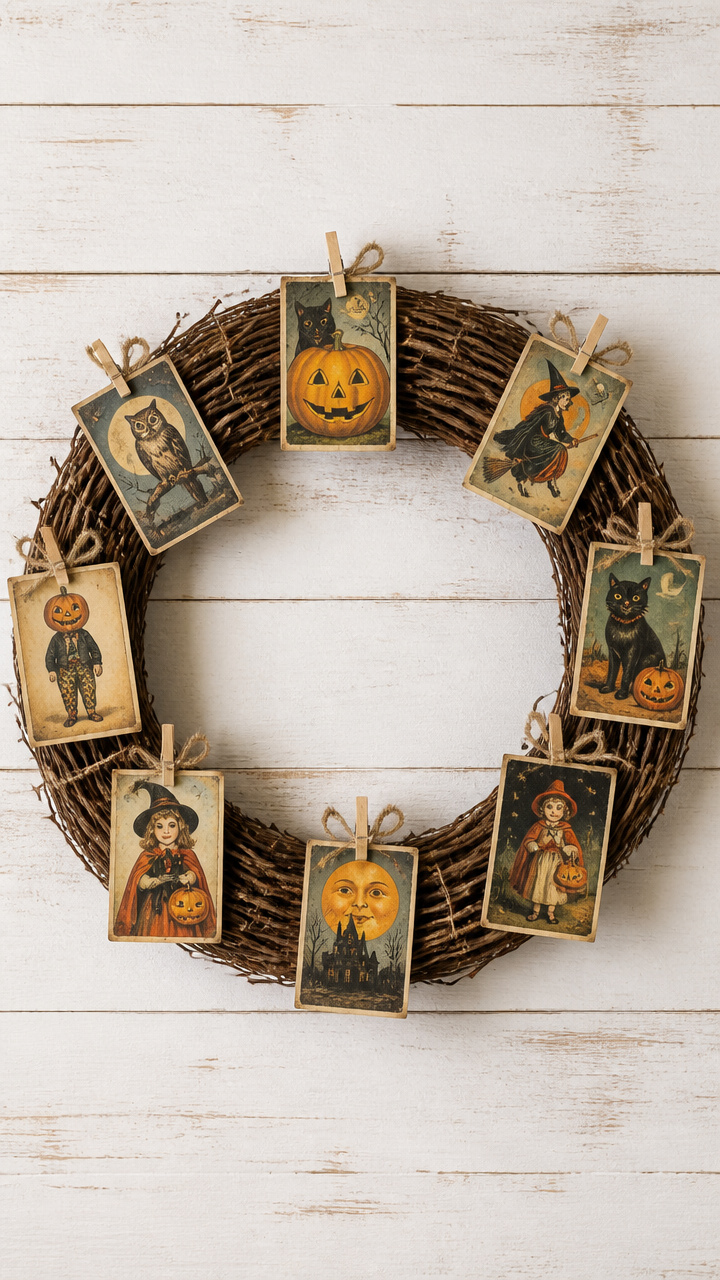 Vintage Postcard Wreath