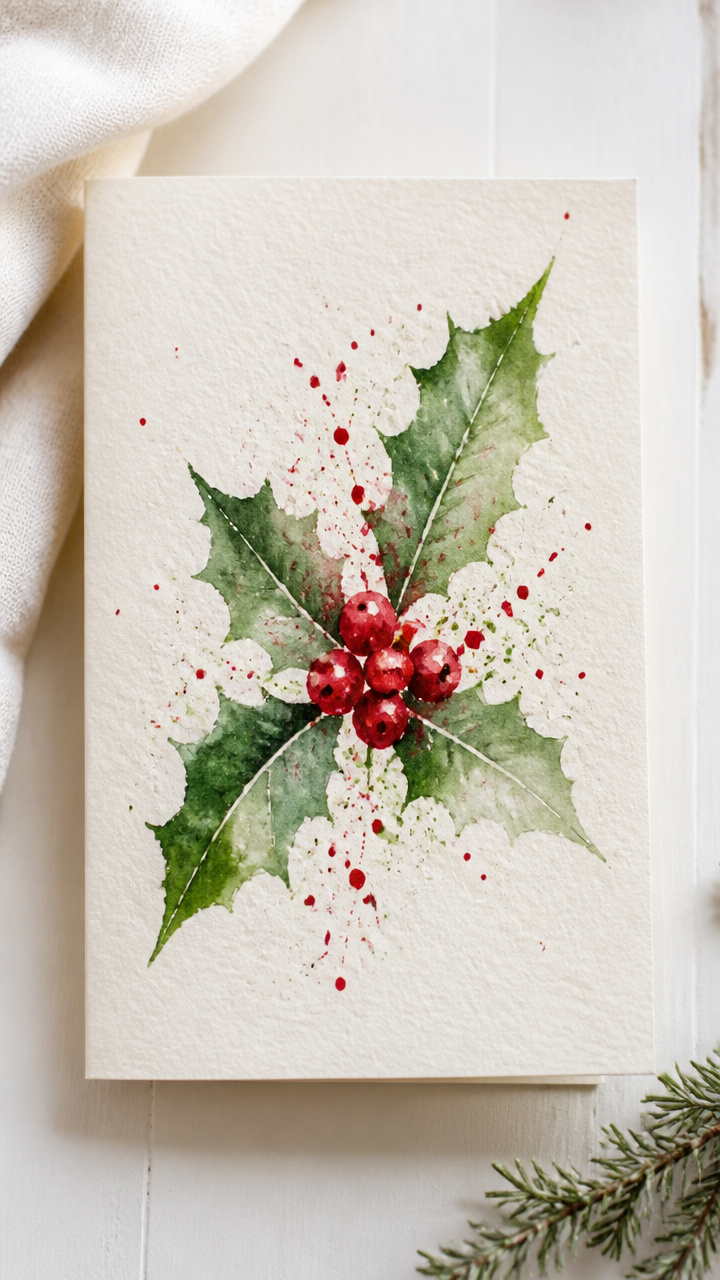 Watercolor Holly Berry Splatter