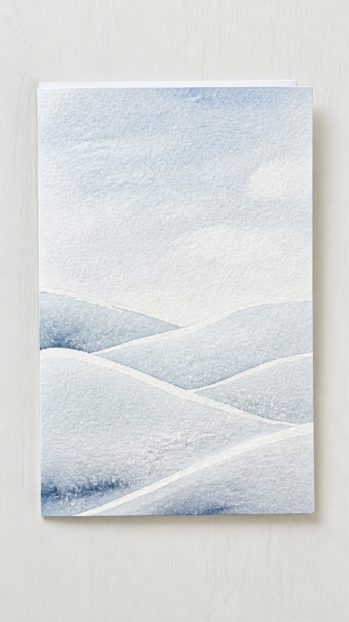 Watercolor Wash Snowy Hills