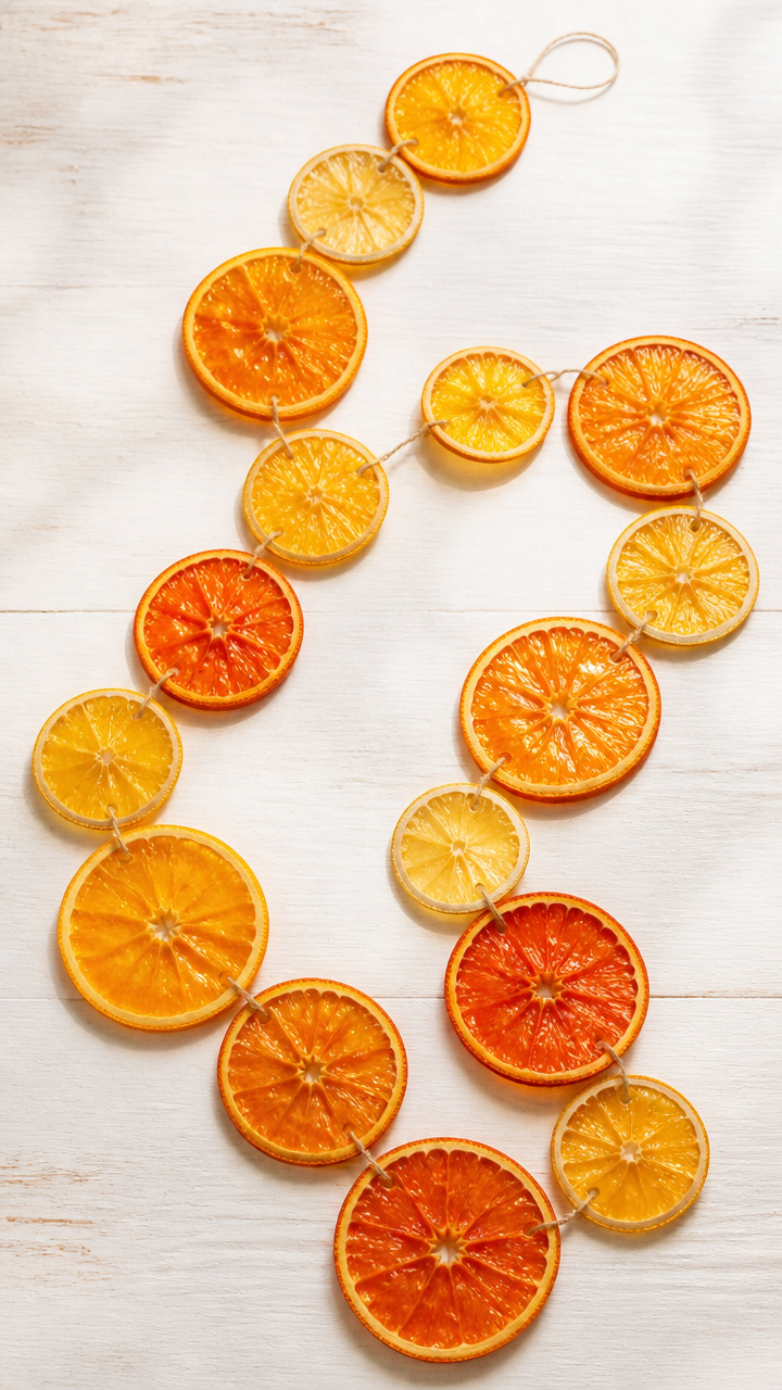 Waxed Citrus Round Garland