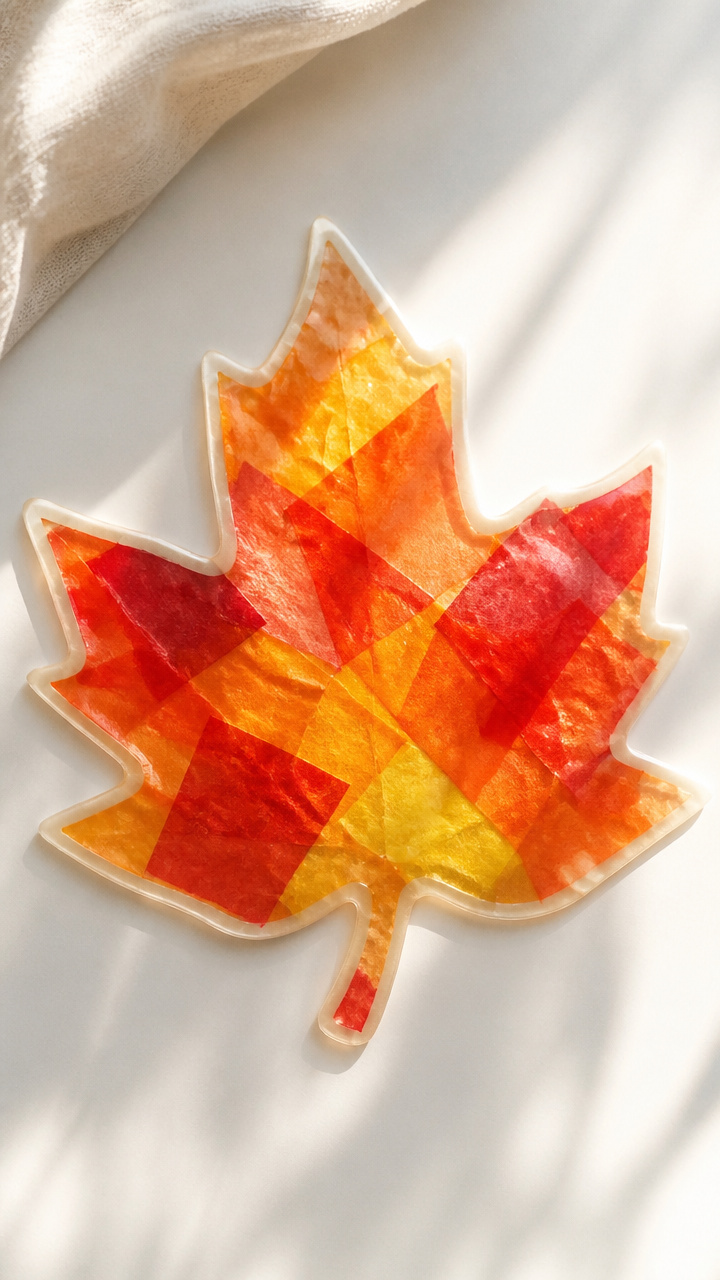 Waxed Paper Leaf Suncatchers