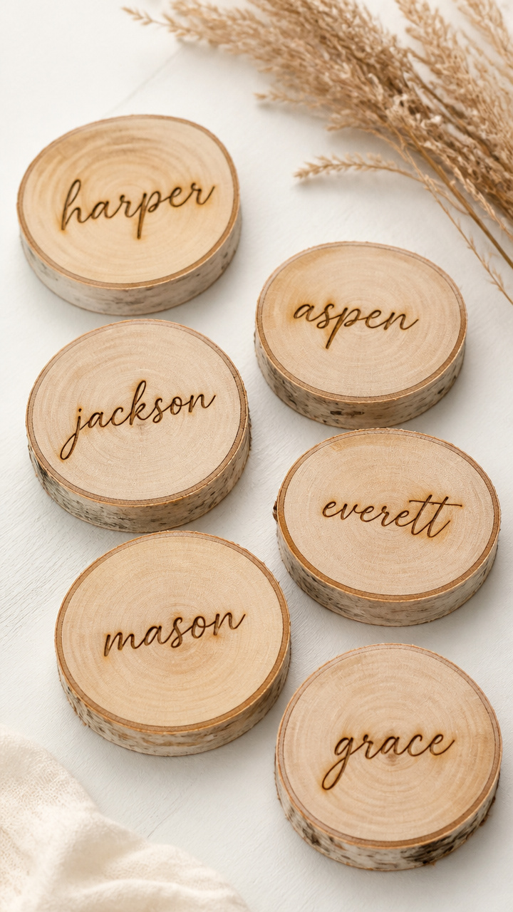 Whittled Wood Name Cards