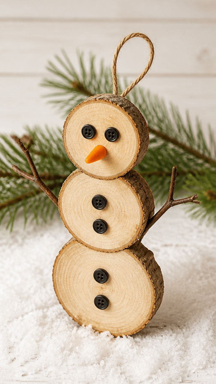 Wood Slice Snowmen