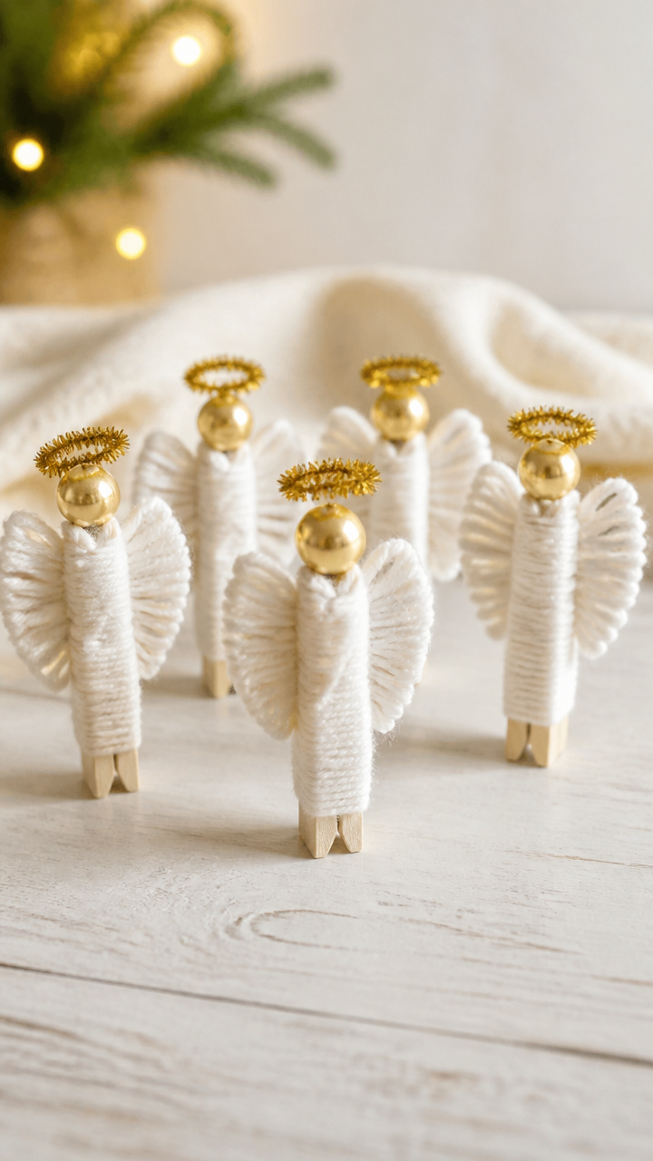 Yarn-Covered Clothespin Angels