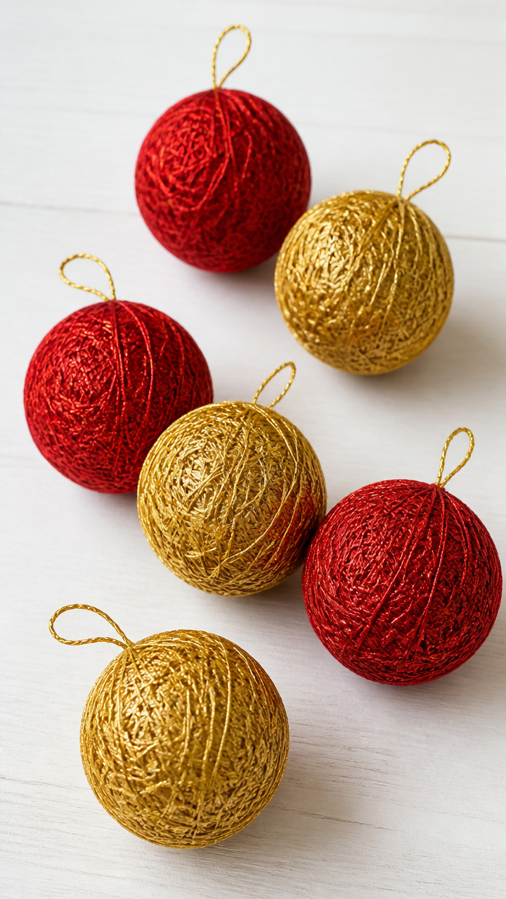 Yarn-Wrapped Ornament Balls