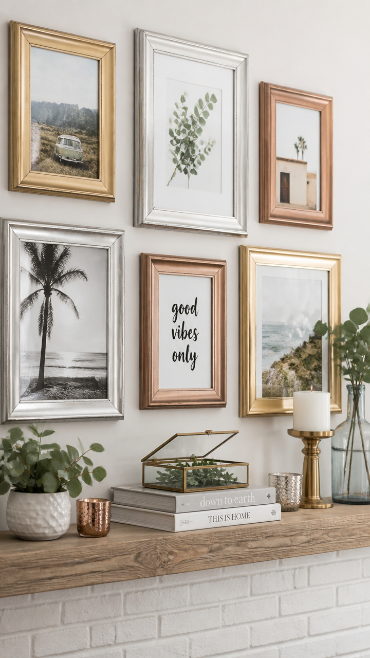 Repainted Picture Frames with a Metallic Twist