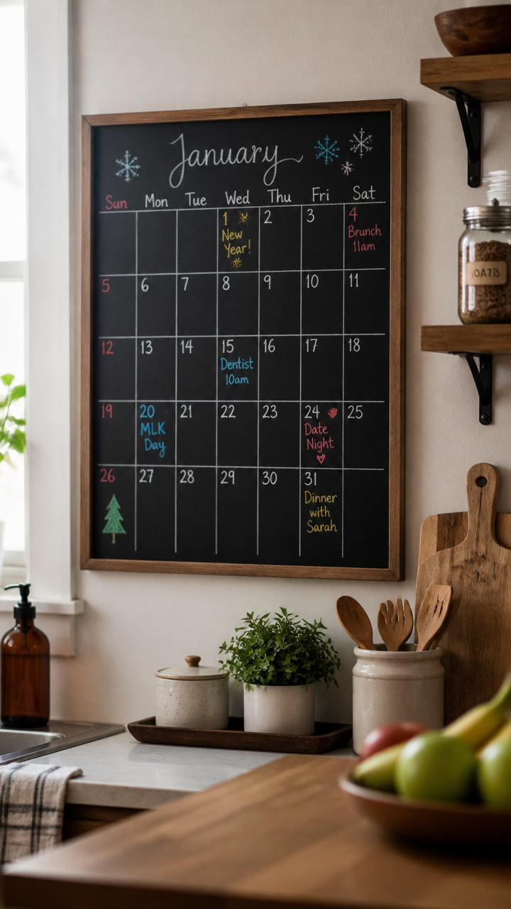 Chalkboard Wall Calendar in the Kitchen