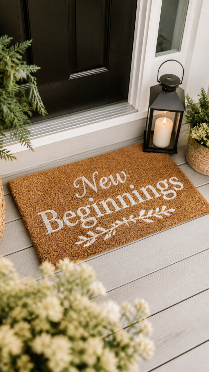 Custom Doormat with Stenciled Wishes