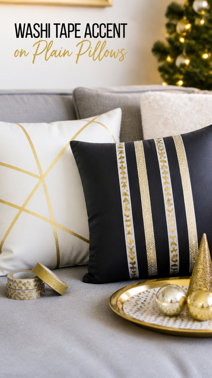 Washi Tape Accent on Plain Pillows