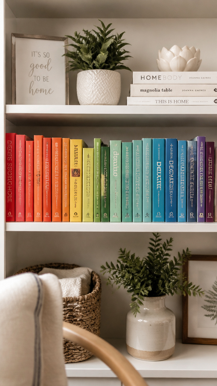 Color-Coordinated Book Spine Display