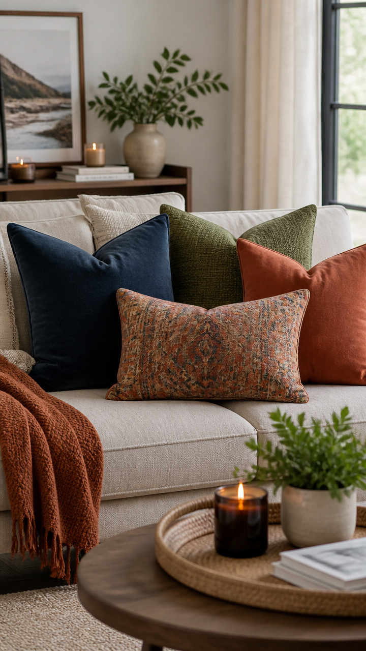 Layer Throw Pillows in Seasonal Colors