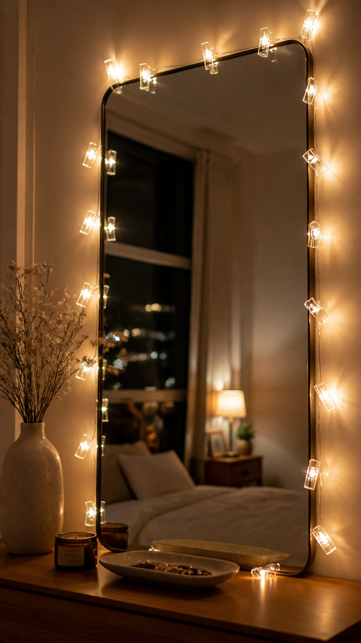 Drape Fairy Lights Around Windows or Mirrors