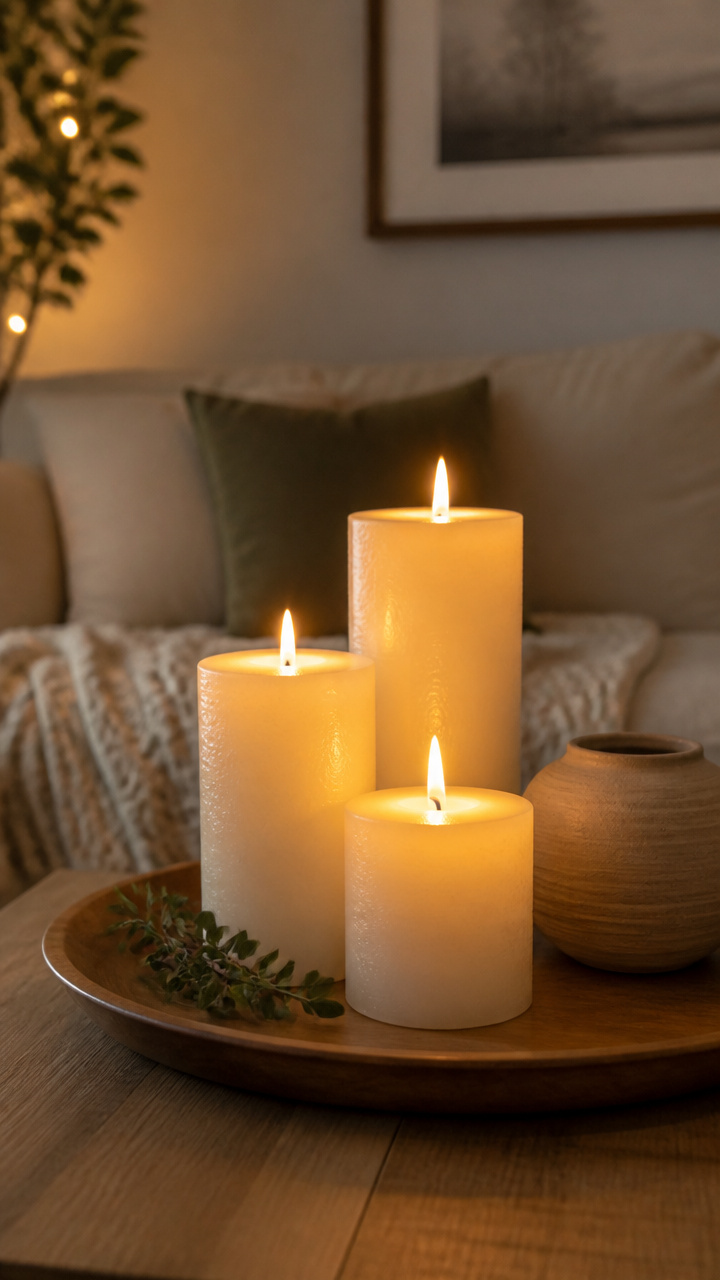 Display Candles in Varying Heights for Warmth