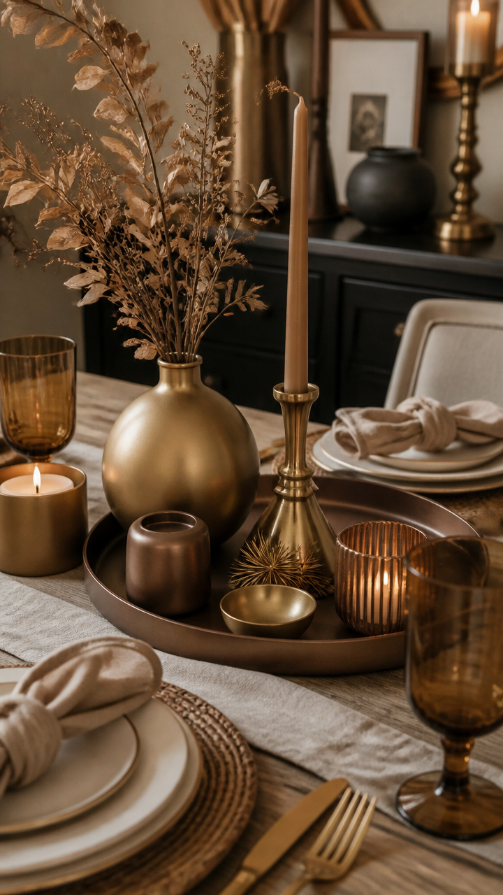 Metallic Accents in Matte Gold and Bronze