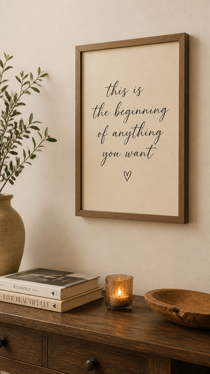 Handwritten Quote Frames on Empty Walls