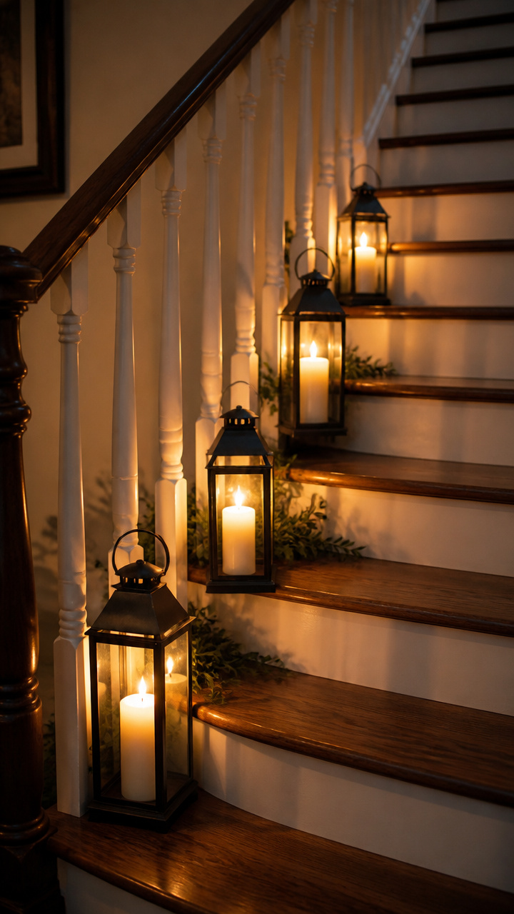 Candlelit Lanterns Along the Staircase