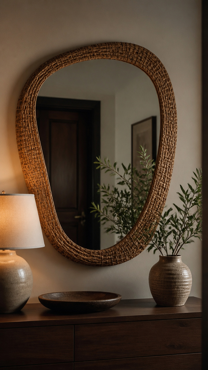 Mirrors with Woven Rattan Frames
