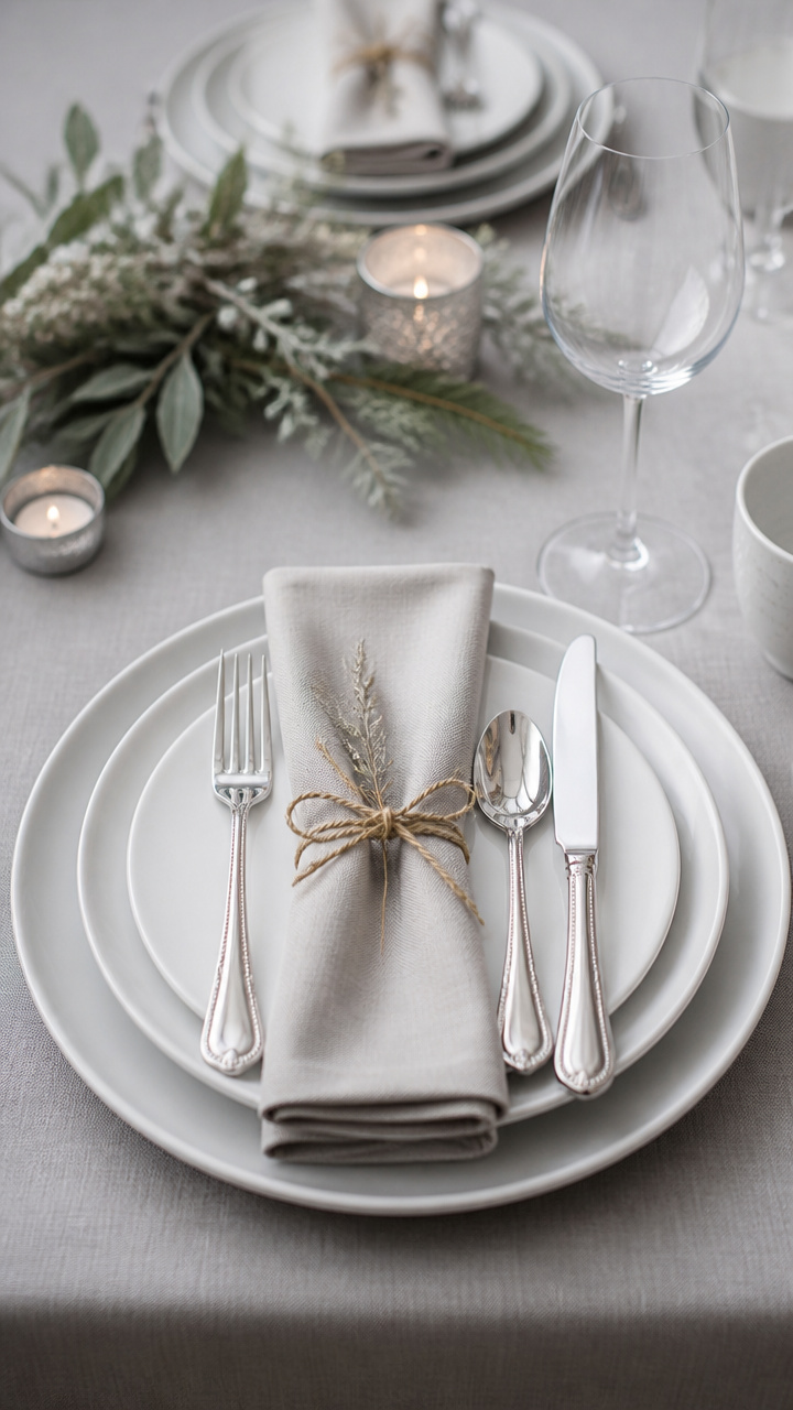 Monochrome Table Settings with Silverware Details