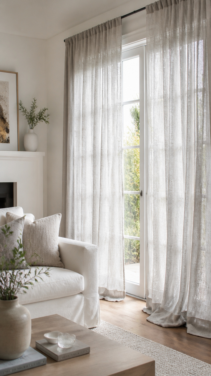 Sheer Linen Curtains in Pale Gray