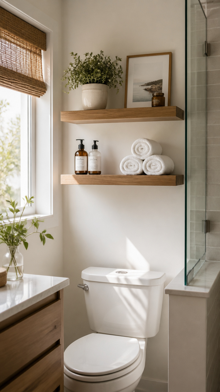 Hang Floating Shelves in the Bathroom